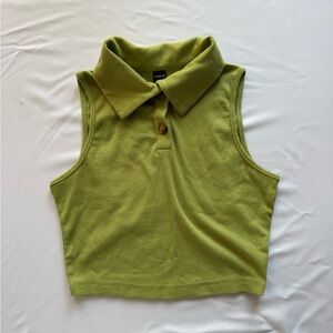 SHEIN Green Collared Crop Top